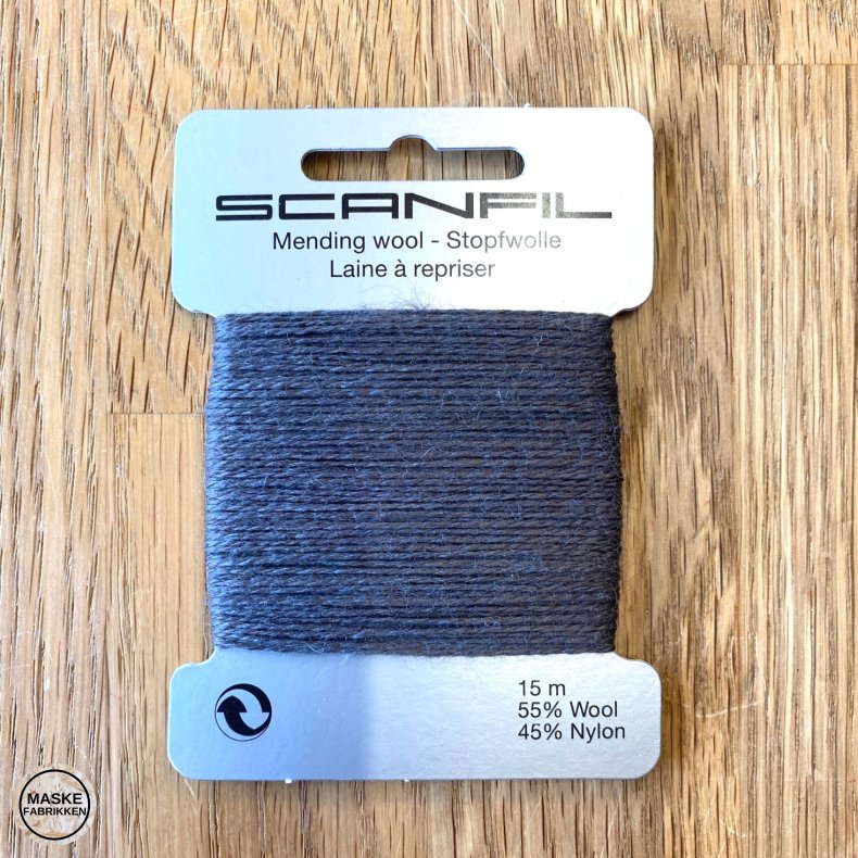 Scanfil Stoppegarn - uld/nylon, 15 m 069 Mørkegrå
