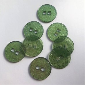 Grn glimmerknap, 2 huls, 25 mm