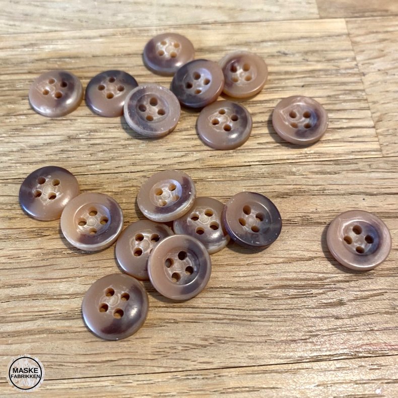 Brun hornlook knap, 4-huls, 11 mm