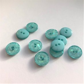 Turkis shiny knap 2-huls, 11 mm