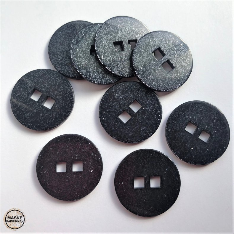 Gr glimmerknap, 2 huls, 25 mm