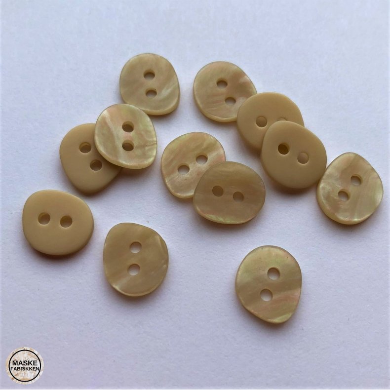 Irregulr knap, beige, 2-huls, 12 mm