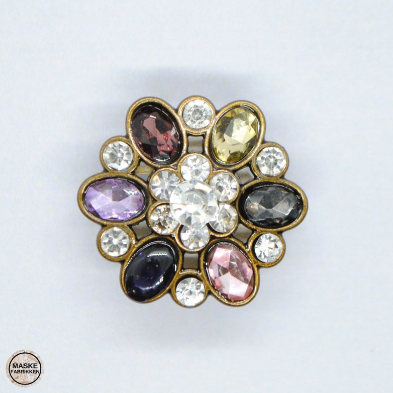 Blingknap med je - Multifarvet, 28 mm