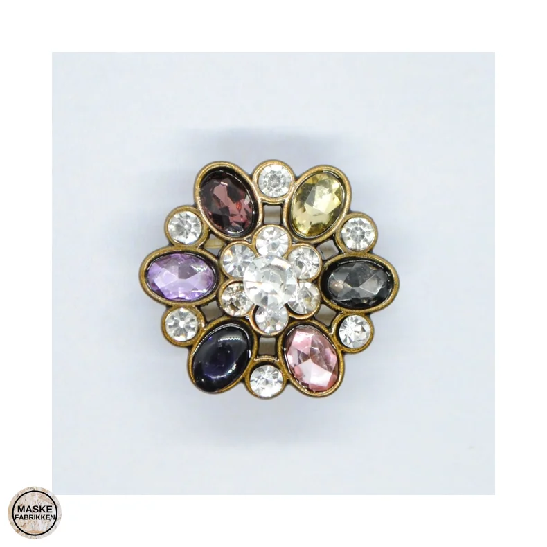 Blingknap med �je - Multifarvet,  23 mm