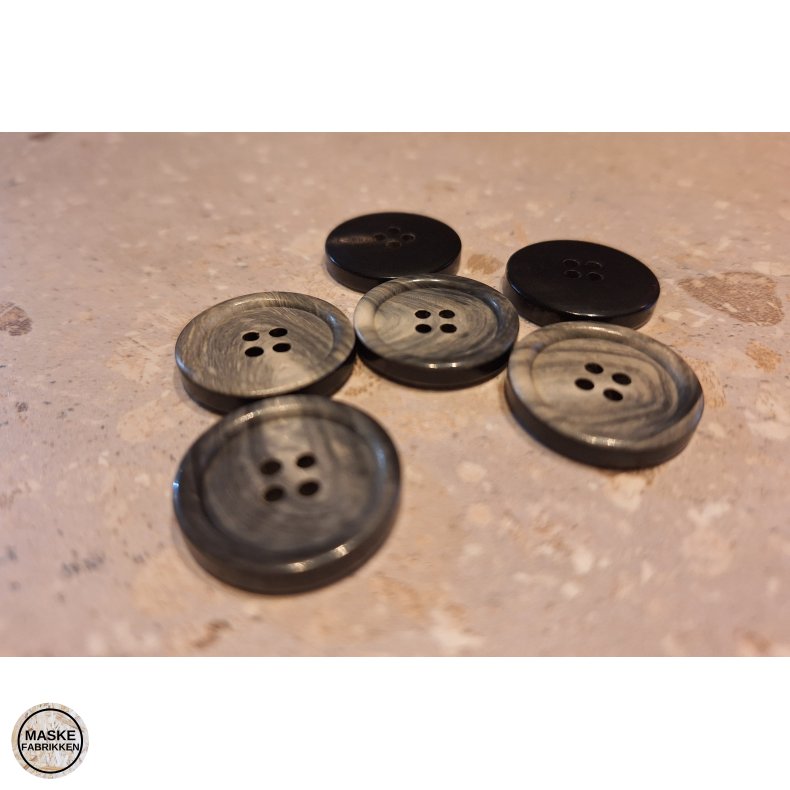 Knap, 4-huls - Gr� Horn