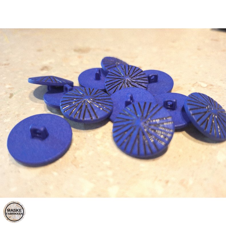 Bl� knap med streger � 18 mm