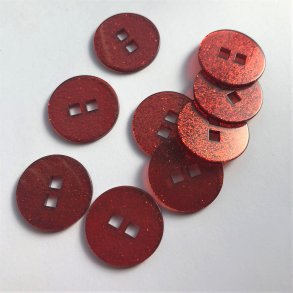 Rd glimmerknap, 2 huls, 25 mm