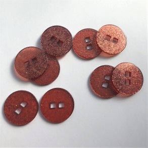 Rdbrun glimmerknap, 2 huls, 25 mm