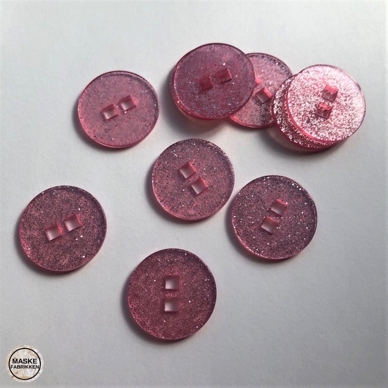 Lyserd glimmerknap, 2 huls, 25 mm