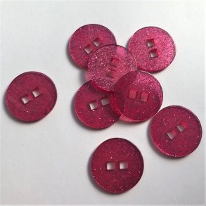 Pink glimmerknap, 2 huls, 25 mm