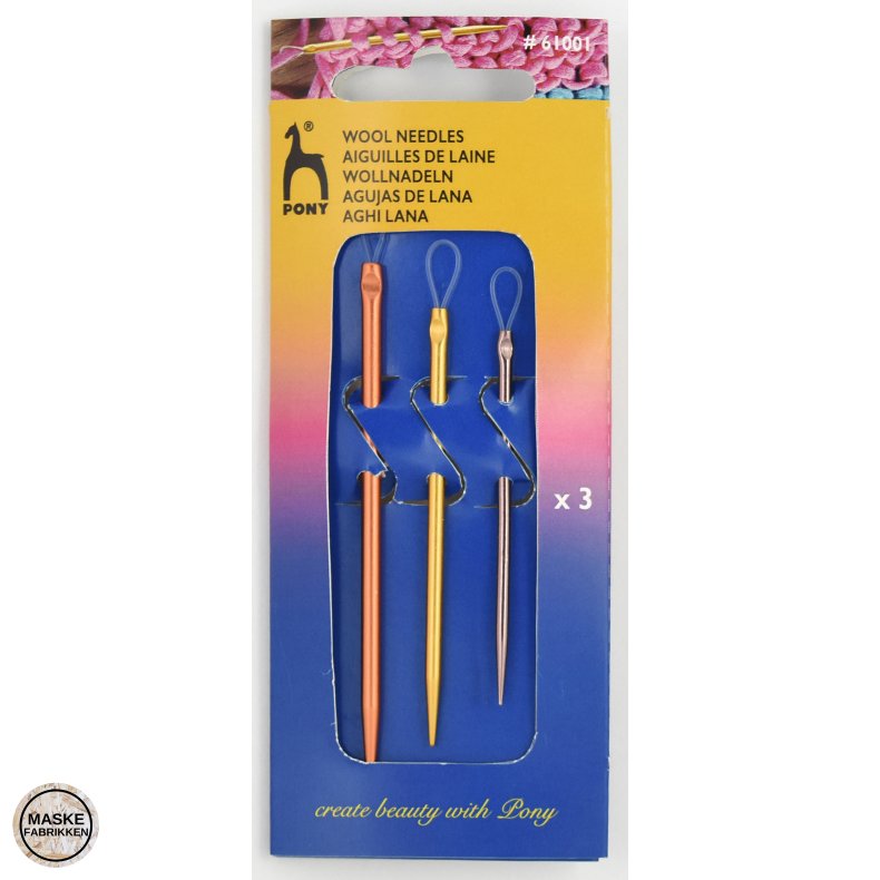 Pony Uldnle - 3 stk farvede