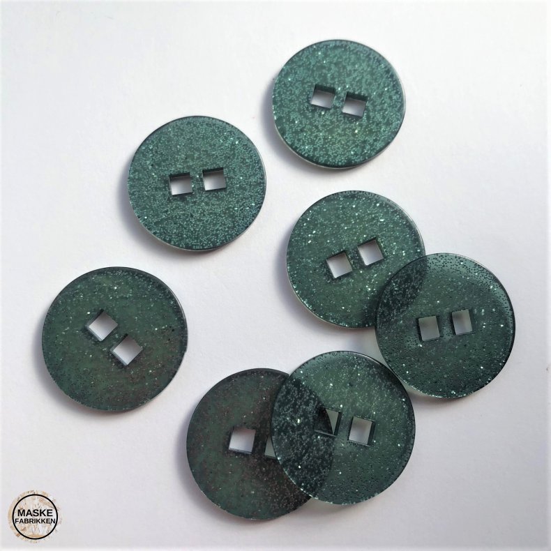 Mrkegrn glimmerknap, 2 huls, 25 mm