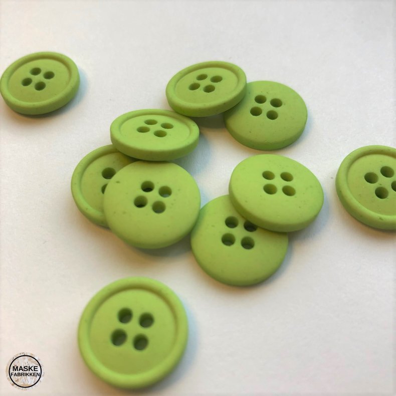 Lysegrn knap 4-huls, 15 mm