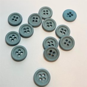 Mat glimmerknap 4-huls, 15 mm - aqua