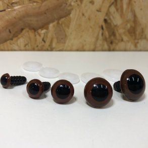 Bamsejne - brun med sort pupil, 1 st = 2 stk