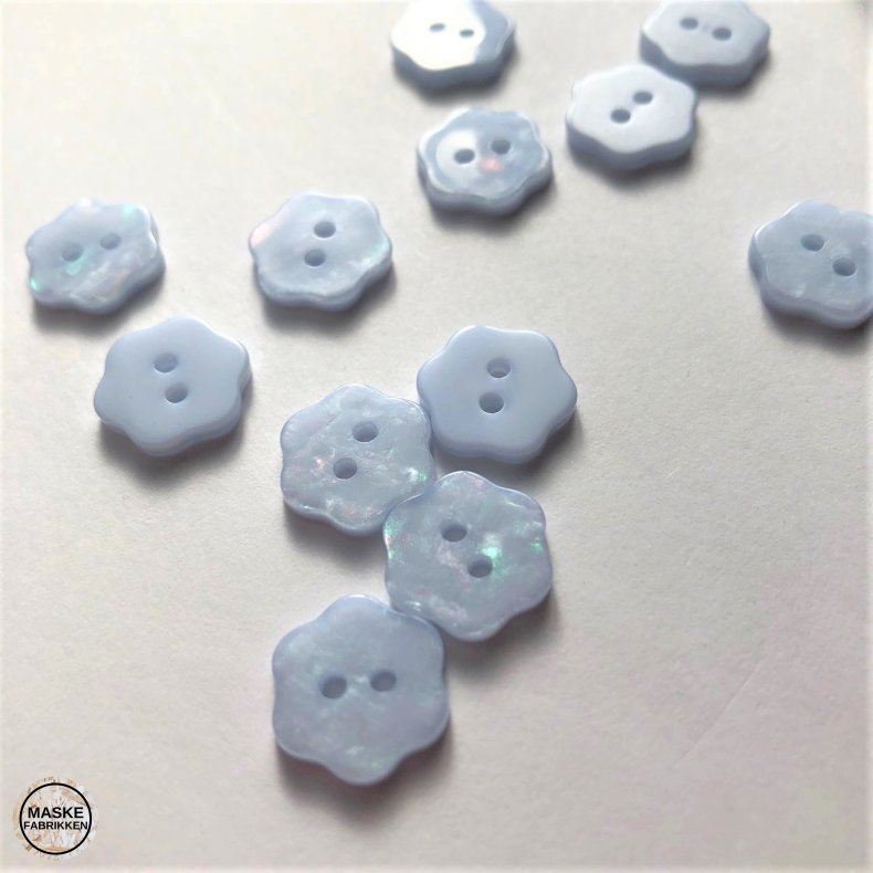 Duebl blomsterknap med perlemorslook, 12 mm