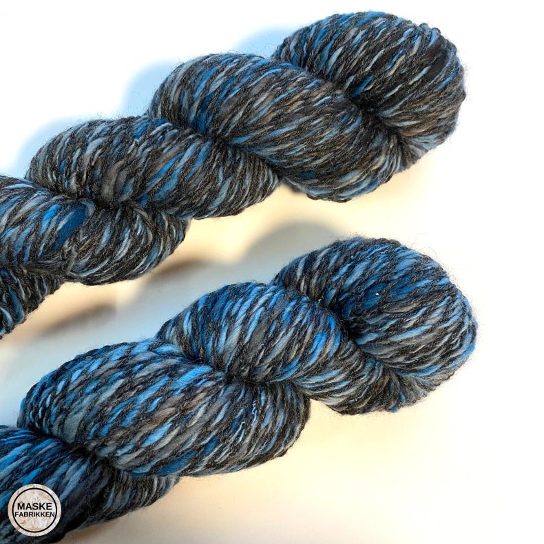 Hndspundet Garn - Bl/koks