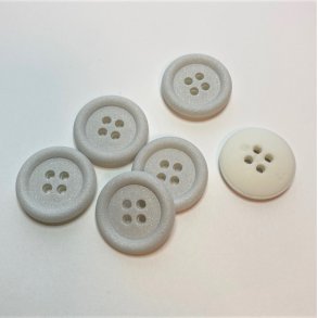 Mat glimmerknap 4-huls, 20 mm - hvid