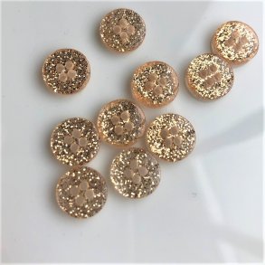 Guld glimmerknap 4-huls, 10 mm