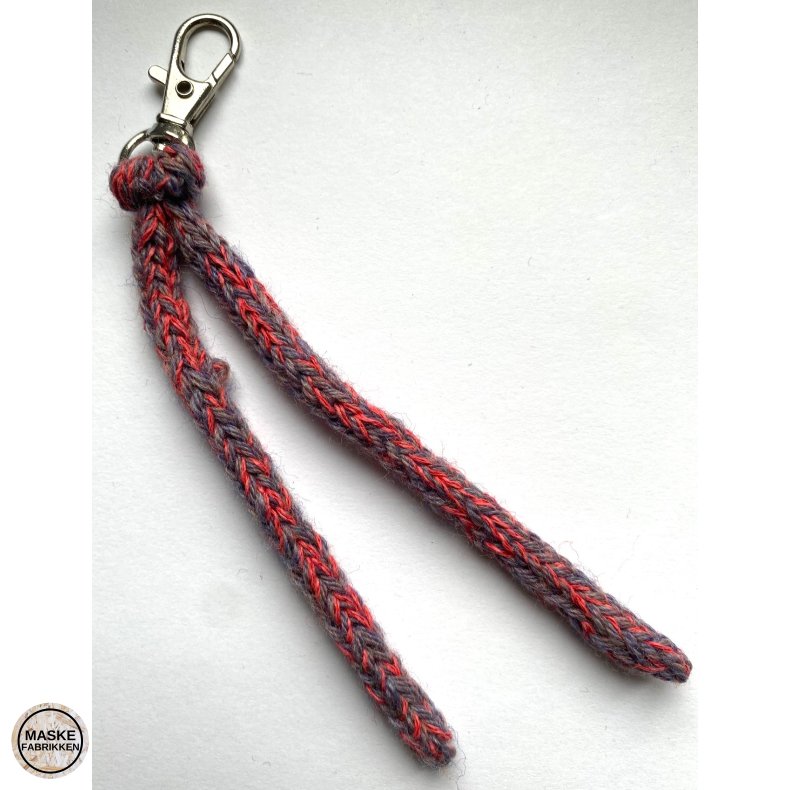 Strikket n�glering - lilla/pink