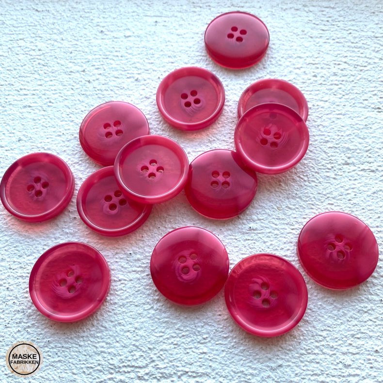 Semitransparent knap - pink, 25 mm