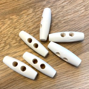 Knebler i tr, ubehandlet - 2 huller, 40 mm