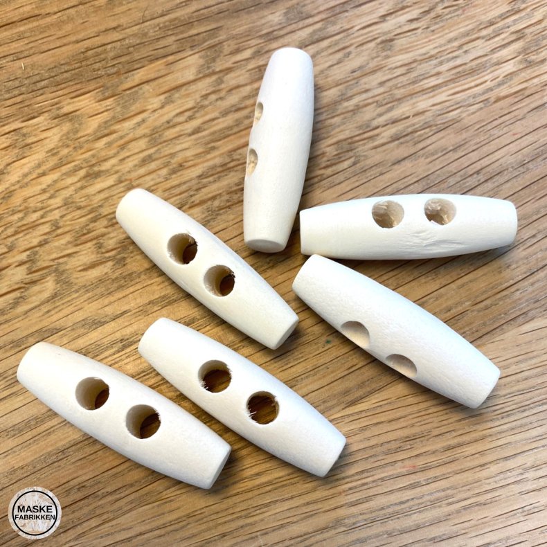 Knebler i tr, ubehandlet - 2 huller, 40 mm