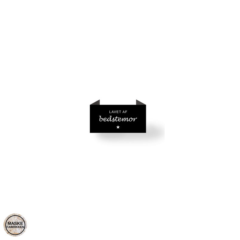LAVET AF bedstemor, sort endebukket label