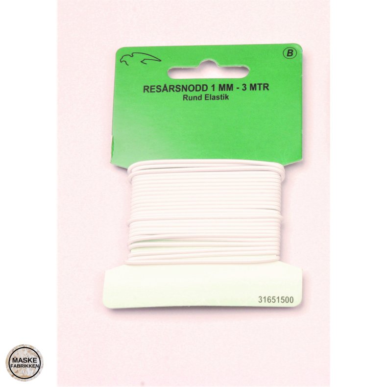 Rund elastik, 1 mm - 3 meter