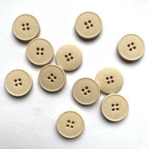 Mat beige struktur knap, 4-huls, 17 mm