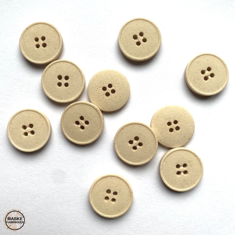 Mat beige struktur knap, 4-huls, 17 mm