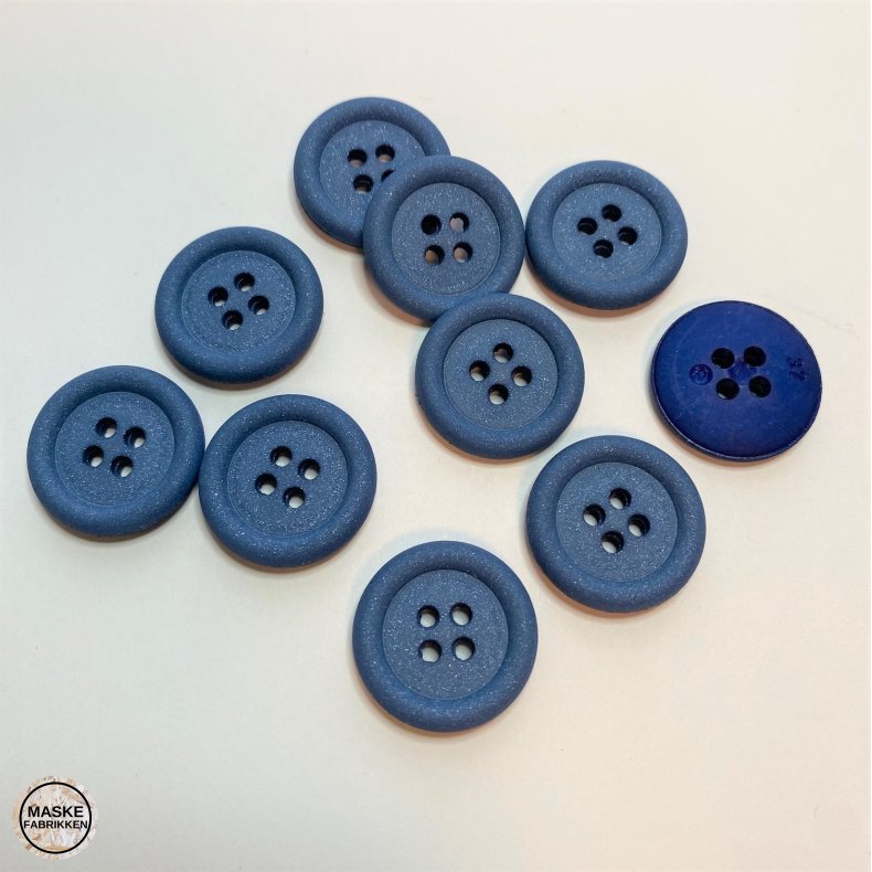 Mat glimmerknap 4-huls, 20 mm - bl