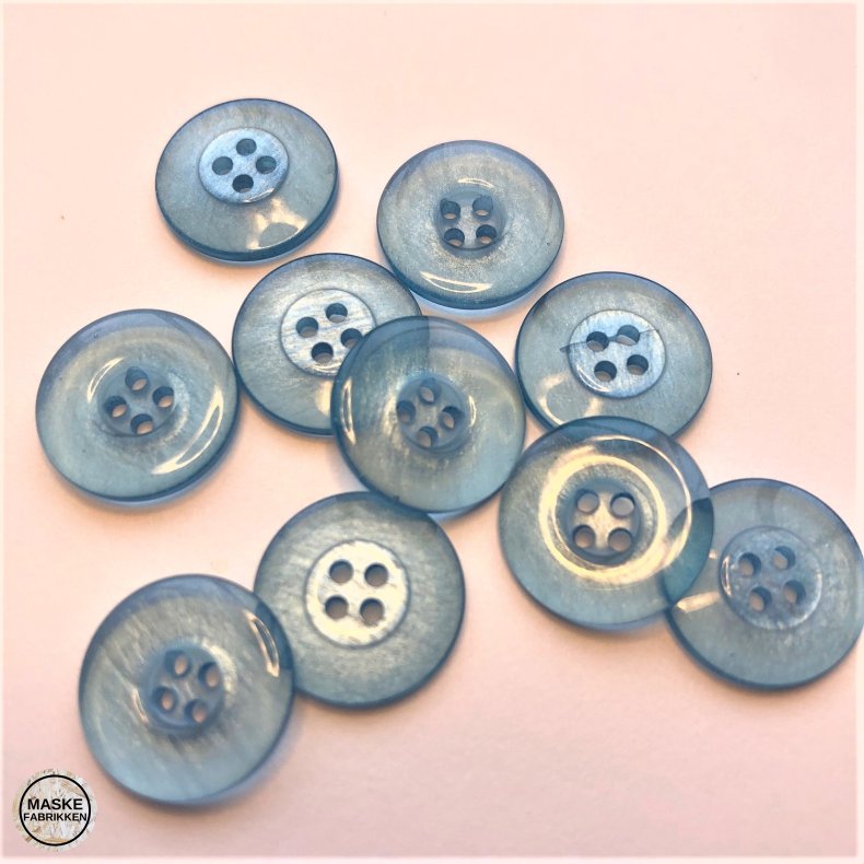 Bl transparant knap 4-huls, 15 mm