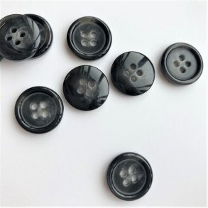 Blank knap i hornlook 4-huls, 15 mm