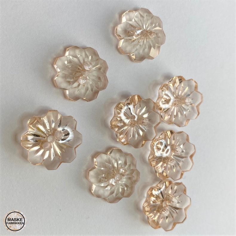 Blomsterknap 2-huls, 15 mm - transparent peach