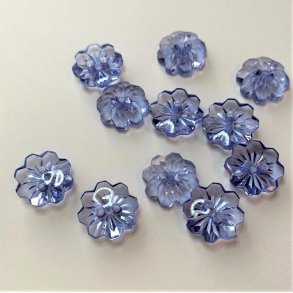Blomsterknap 2-huls, 15 mm - transparent bl