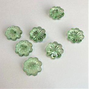 Blomsterknap 2-huls, 15 mm - transparent grn