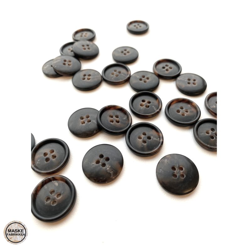 Brun knap i hornlook - 20 mm