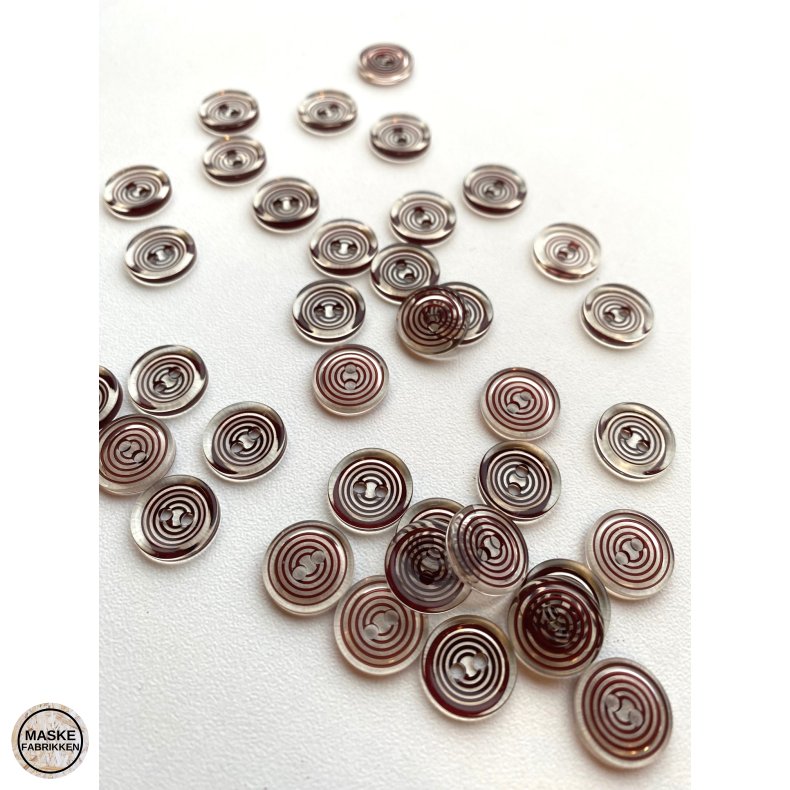 Klar knap med brune cirkler, 13 mm