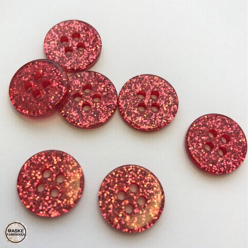 Rd glimmerknap 4-huls, 15 mm