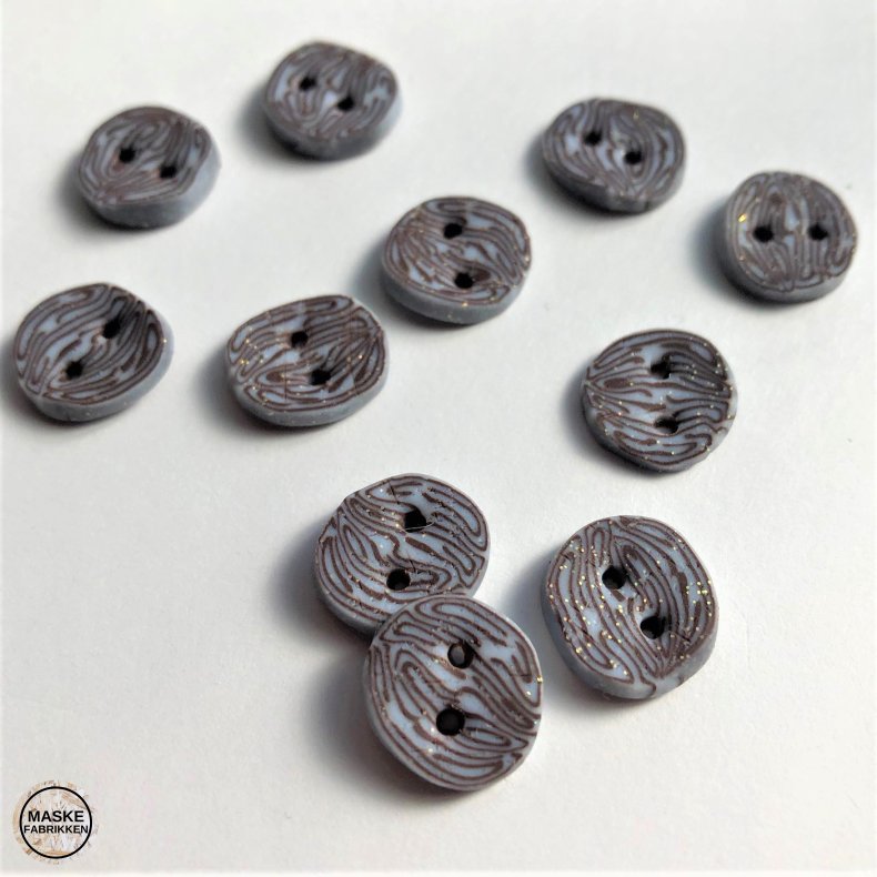 Hndlavet knap, stribet - ca. 14 mm
