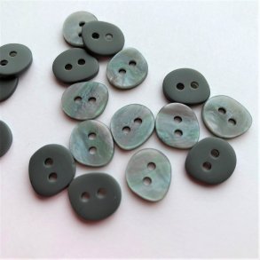 Irregulr knap, gr, 2-huls, 12 mm
