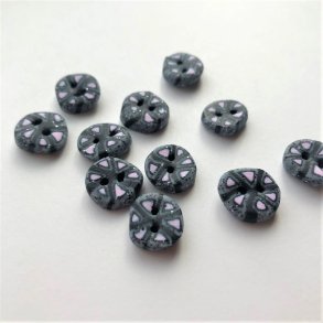 Hndlavet knap, gr mnster - ca. 12 mm