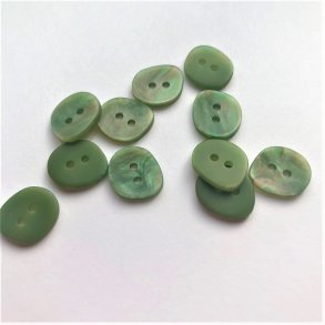 Irregulr knap, grn, 2-huls, 15 mm