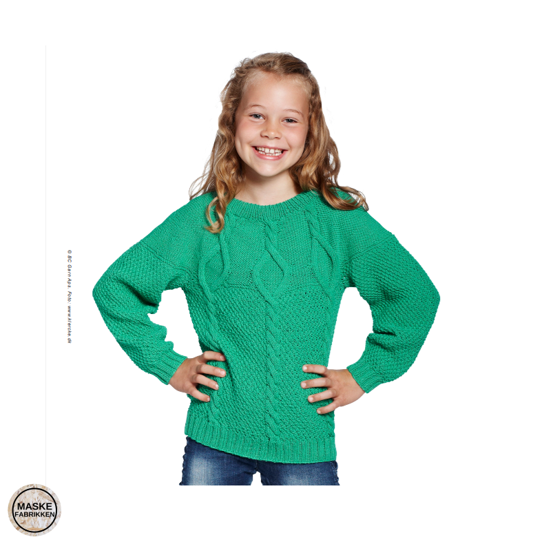 Opskrift - Grn sweater med snoninger
