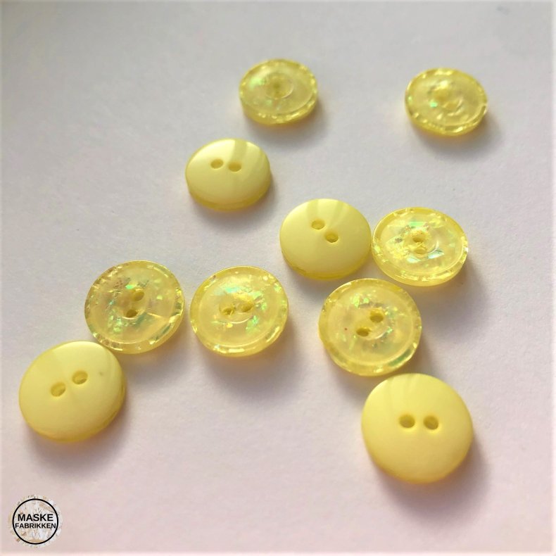 Gul shiny knap 2-huls, 11 mm