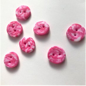 Hndlavet knap, pink marmoreret - ca. 15 mm