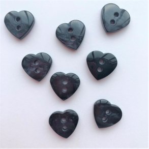Mrk hjerteknap, 2-huls, 13 mm