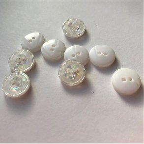 Hvid shiny knap 2-huls, 11 mm