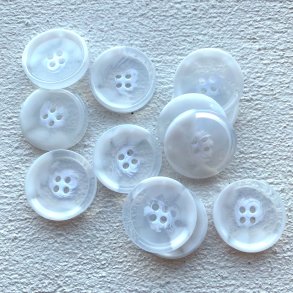 Semitransparent knap - hvid, 25 mm